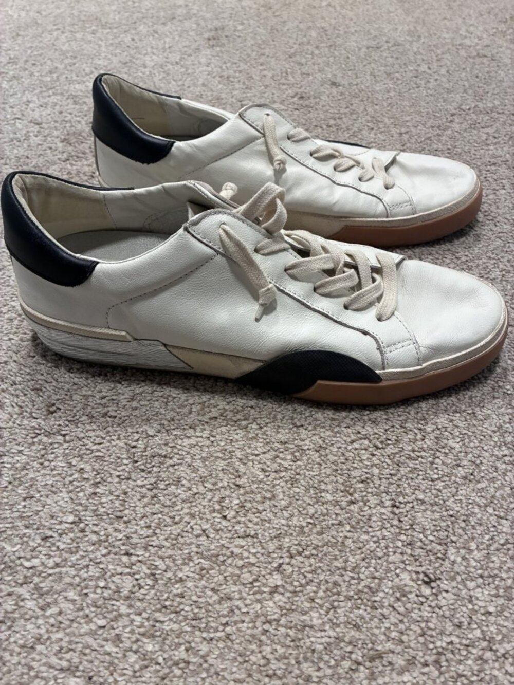 Dolce Vita Zina White Leather Sneakers Navy Heel Gum Sole Size 10